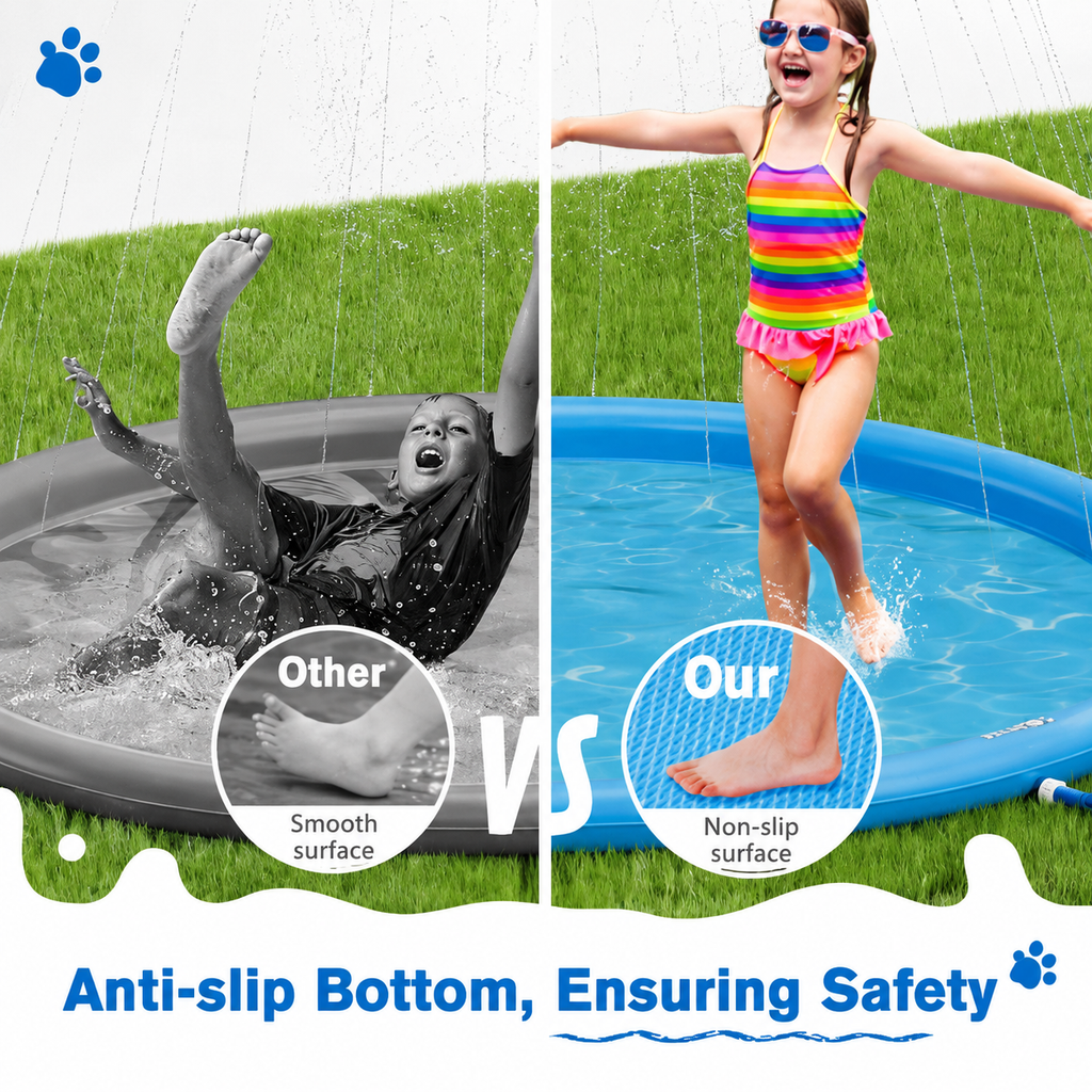 Purely Paws Splash Pad for Dogs & Kids - Anti-Slip Outdoor Water Play Mat